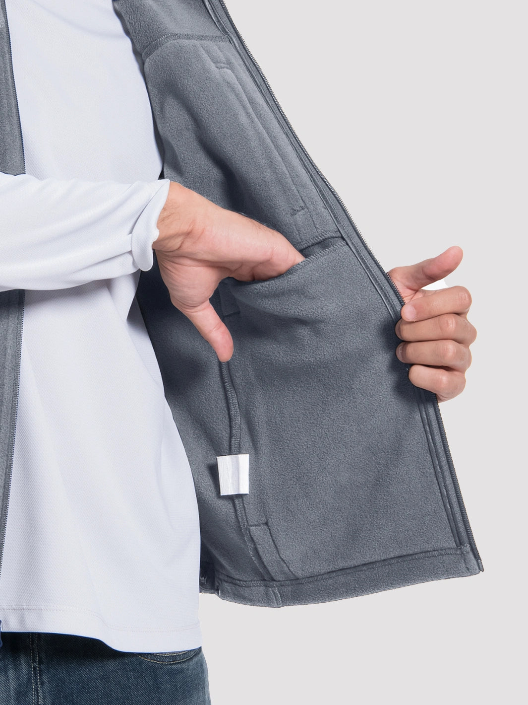 Men's Full-Zip Polar Fleece Vest with 5 Pockets
