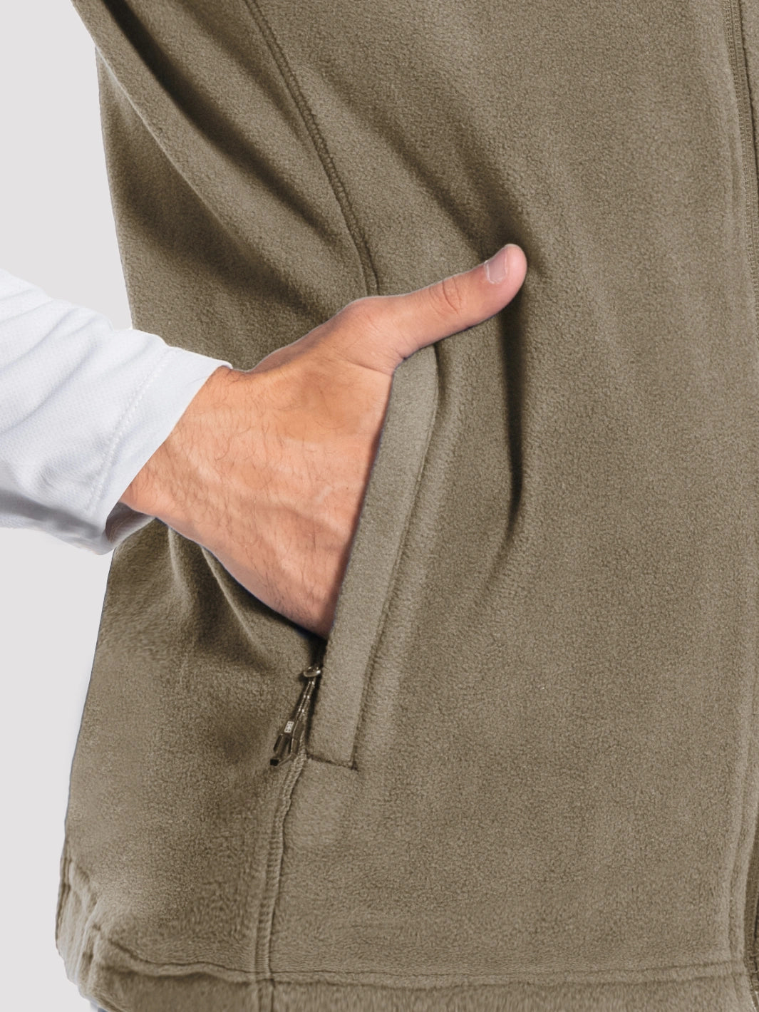 Men's Full-Zip Polar Fleece Vest with 5 Pockets