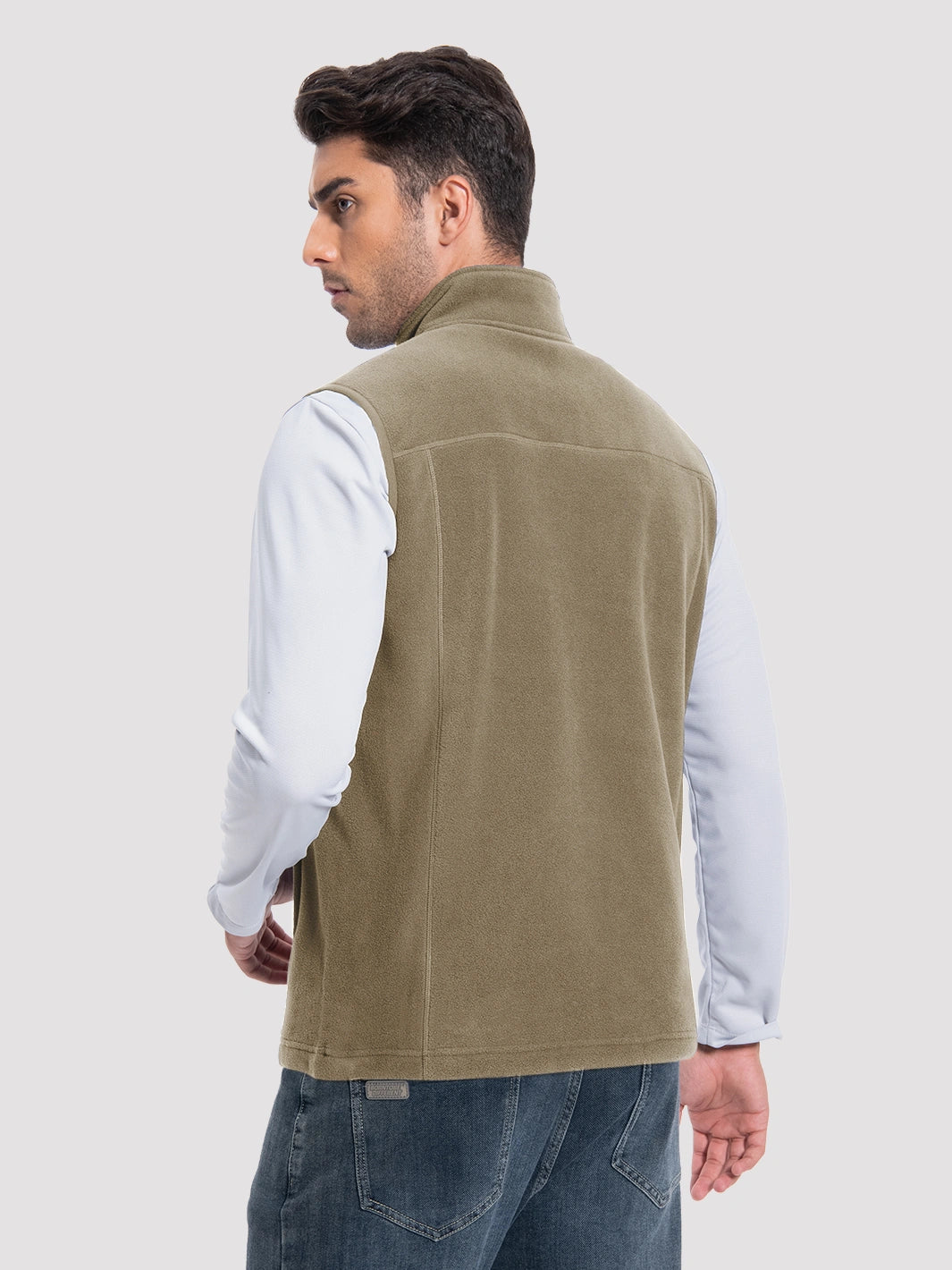 Men's Full-Zip Polar Fleece Vest with 5 Pockets