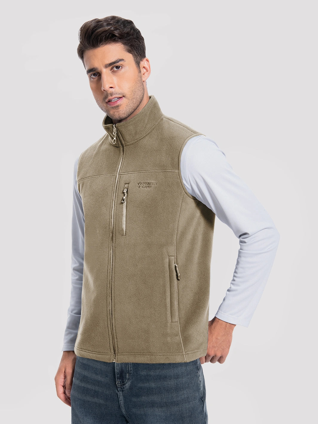 Men's Full-Zip Polar Fleece Vest with 5 Pockets