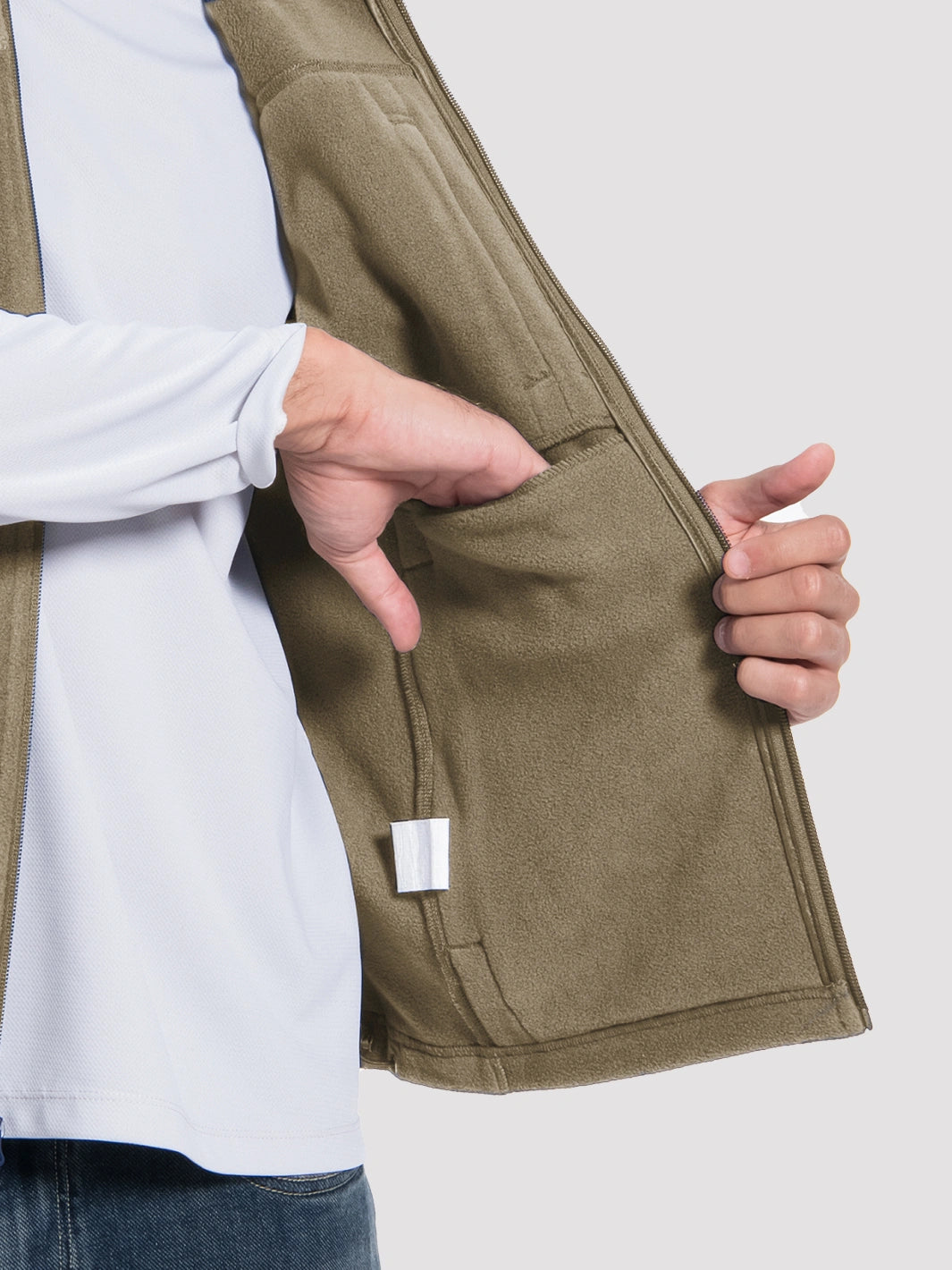 Men's Full-Zip Polar Fleece Vest with 5 Pockets