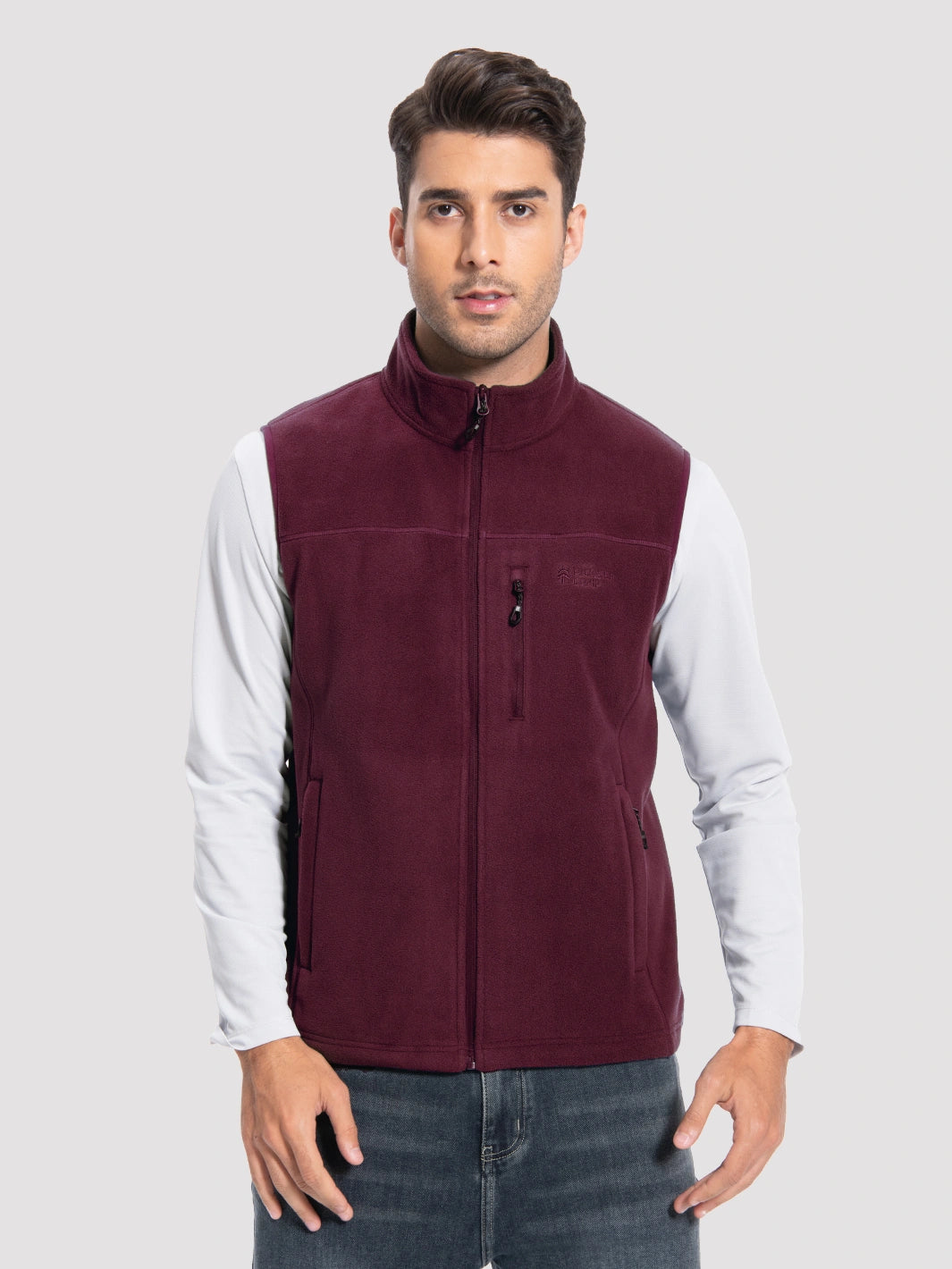 Men's Full-Zip Polar Fleece Vest with 5 Pockets