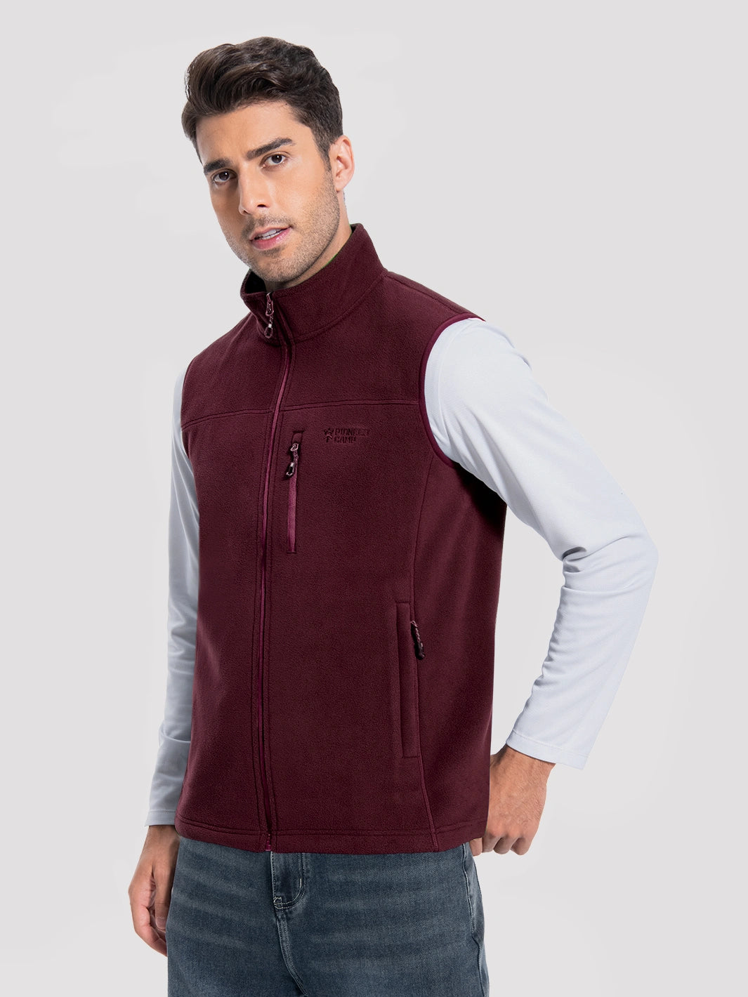 Men's Full-Zip Polar Fleece Vest with 5 Pockets