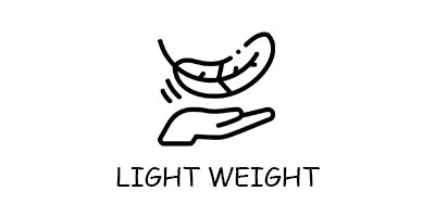 Icon of a hand lifting a weight with 'LIGHT WEIGHT' text on a white background