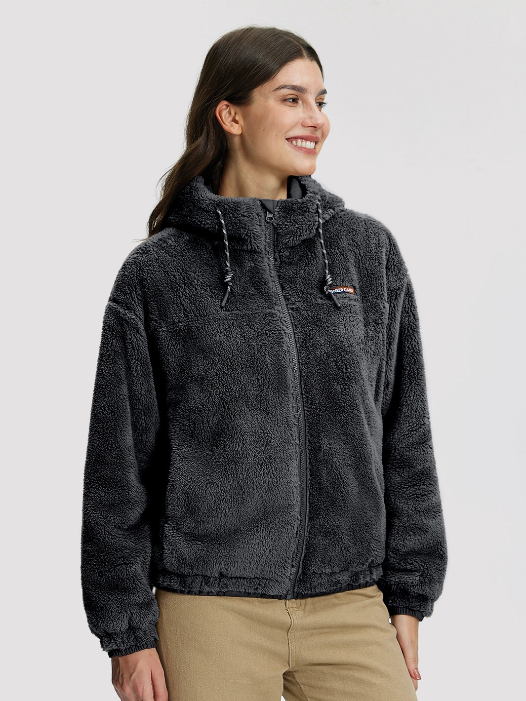 Women's Oversized Hooded Sherpa Fleece Jacket