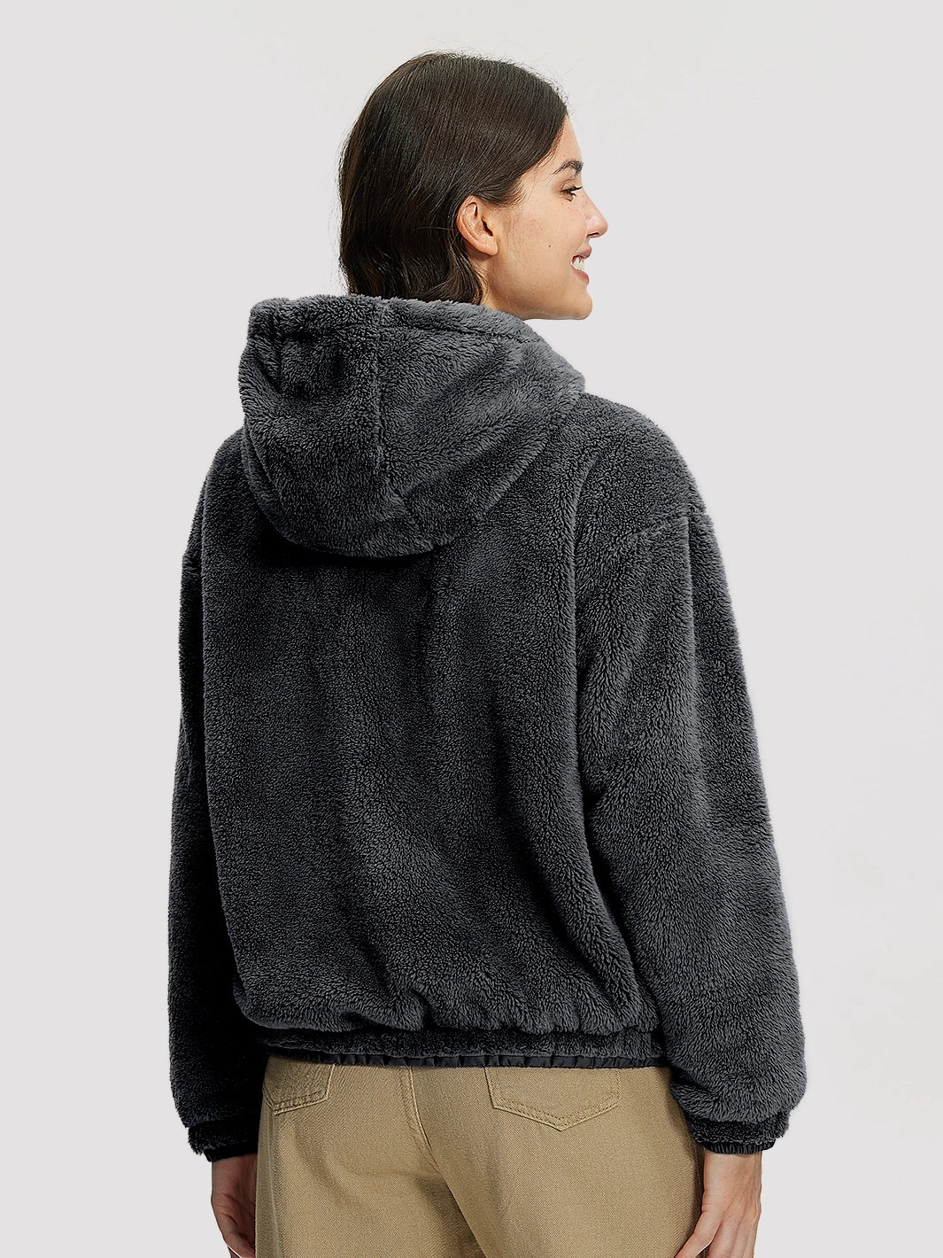Women's Oversized Hooded Sherpa Fleece Jacket
