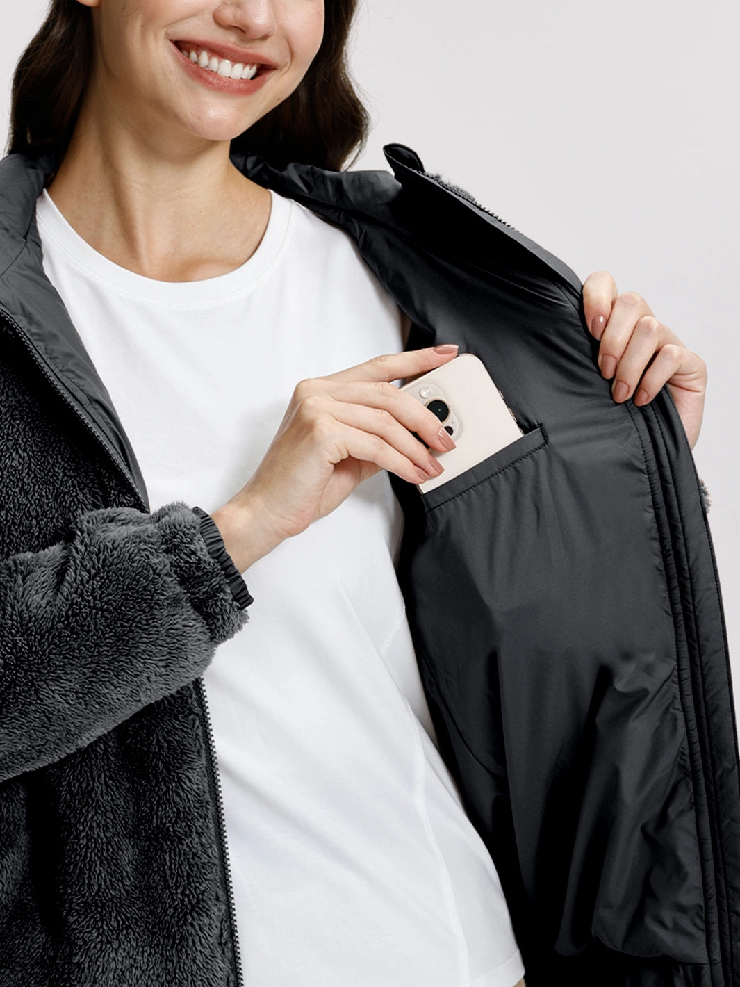 Women's Oversized Hooded Sherpa Fleece Jacket