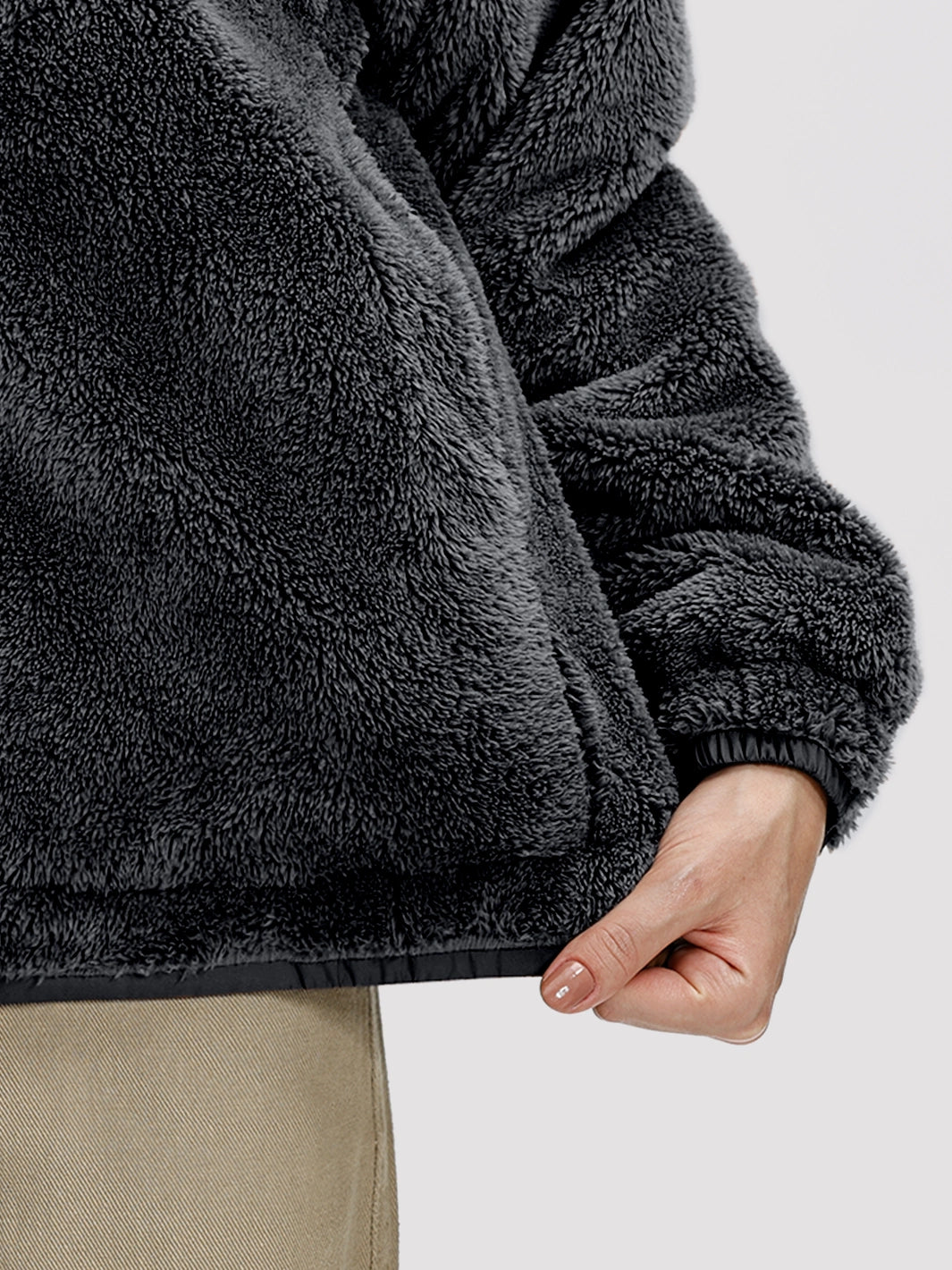 Women's Oversized Hooded Sherpa Fleece Jacket