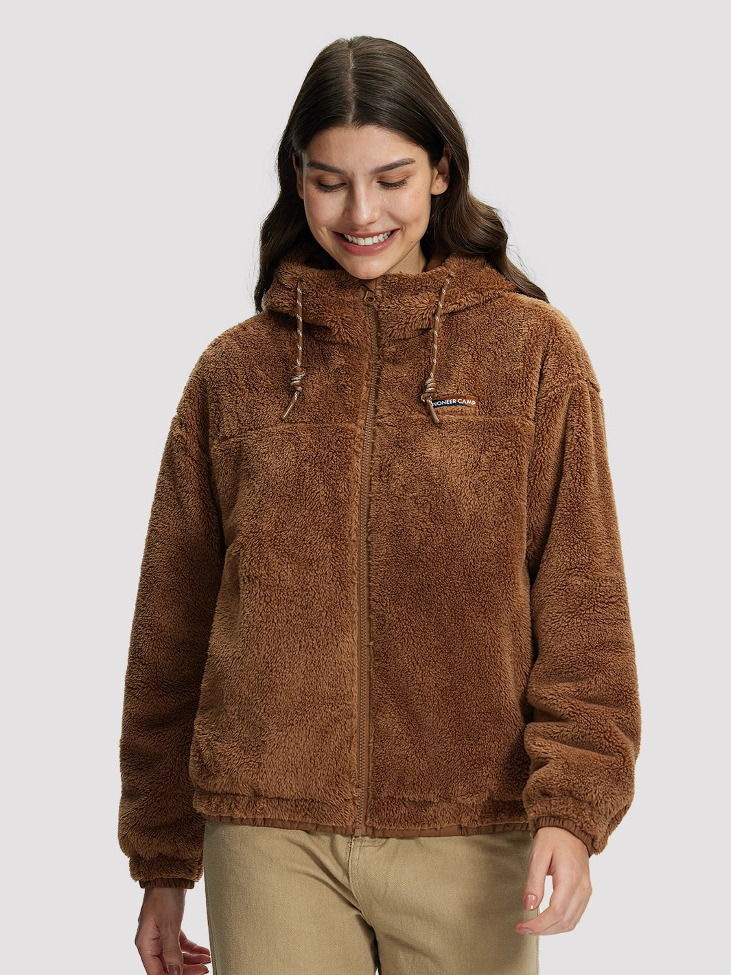 Women's Oversized Hooded Sherpa Fleece Jacket