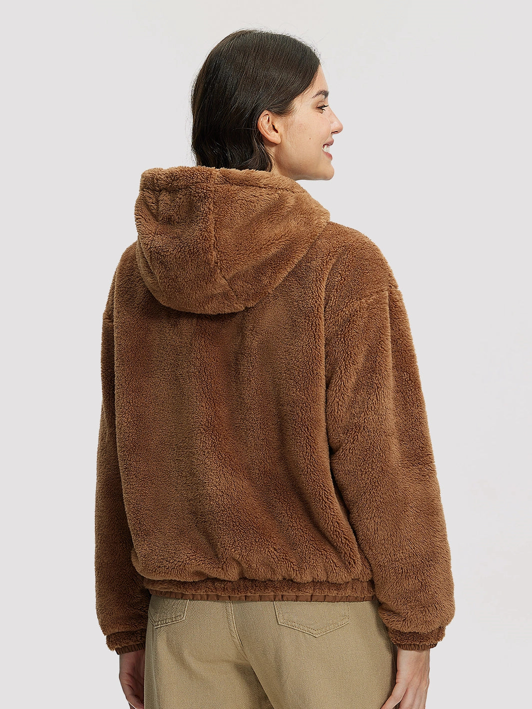 Women's Oversized Hooded Sherpa Fleece Jacket