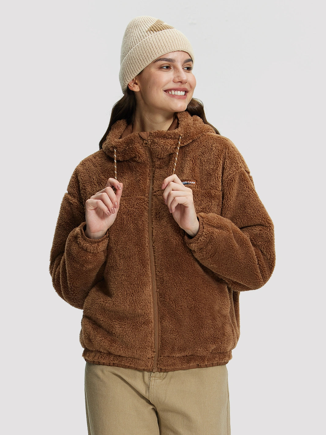 Women's Oversized Hooded Sherpa Fleece Jacket