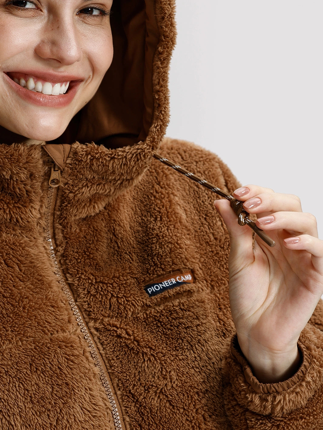 Women's Oversized Hooded Sherpa Fleece Jacket