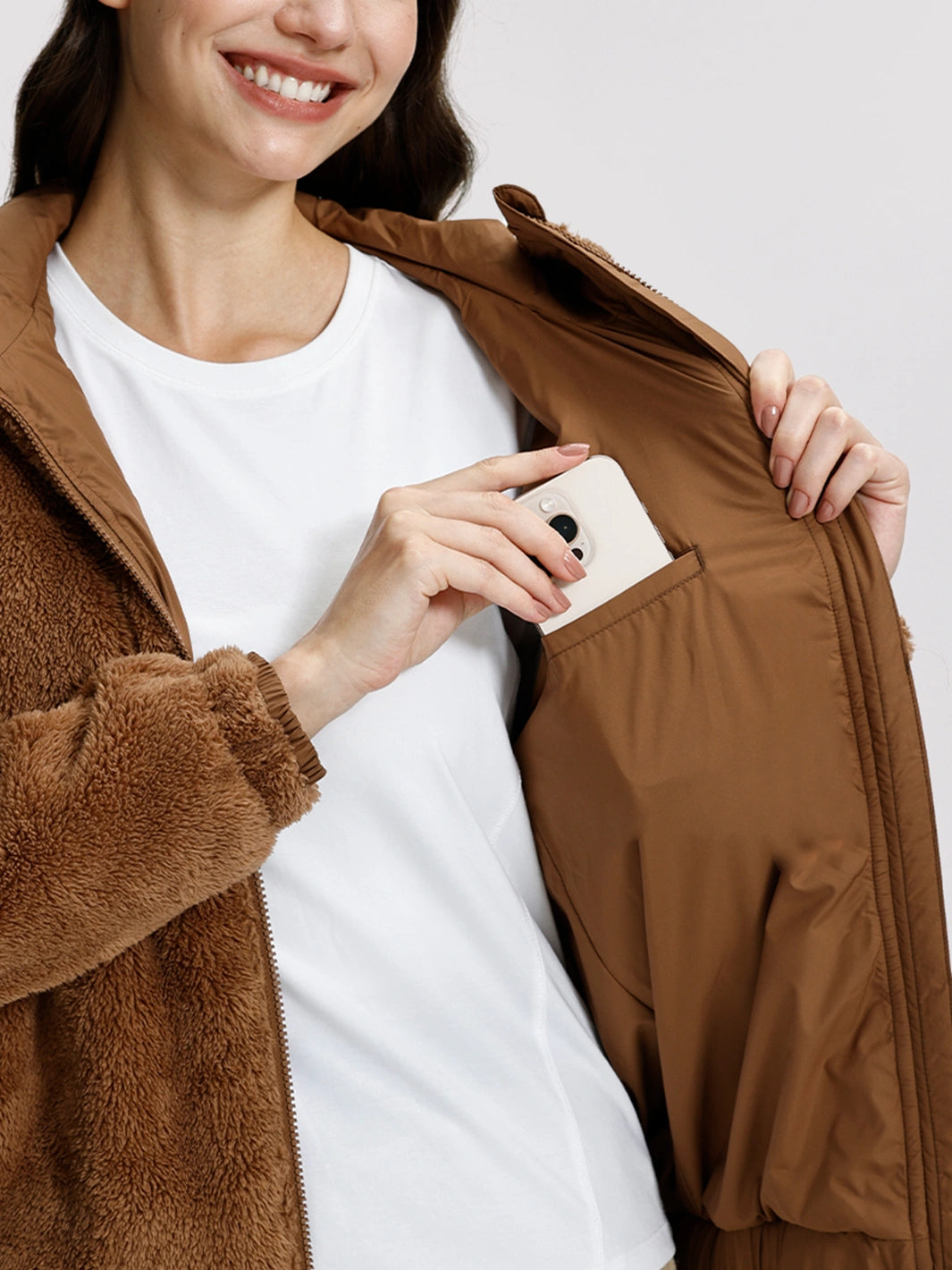 Women's Oversized Hooded Sherpa Fleece Jacket
