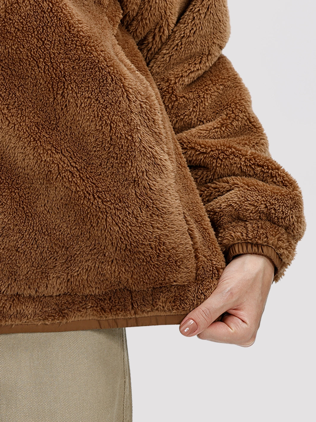 Women's Oversized Hooded Sherpa Fleece Jacket