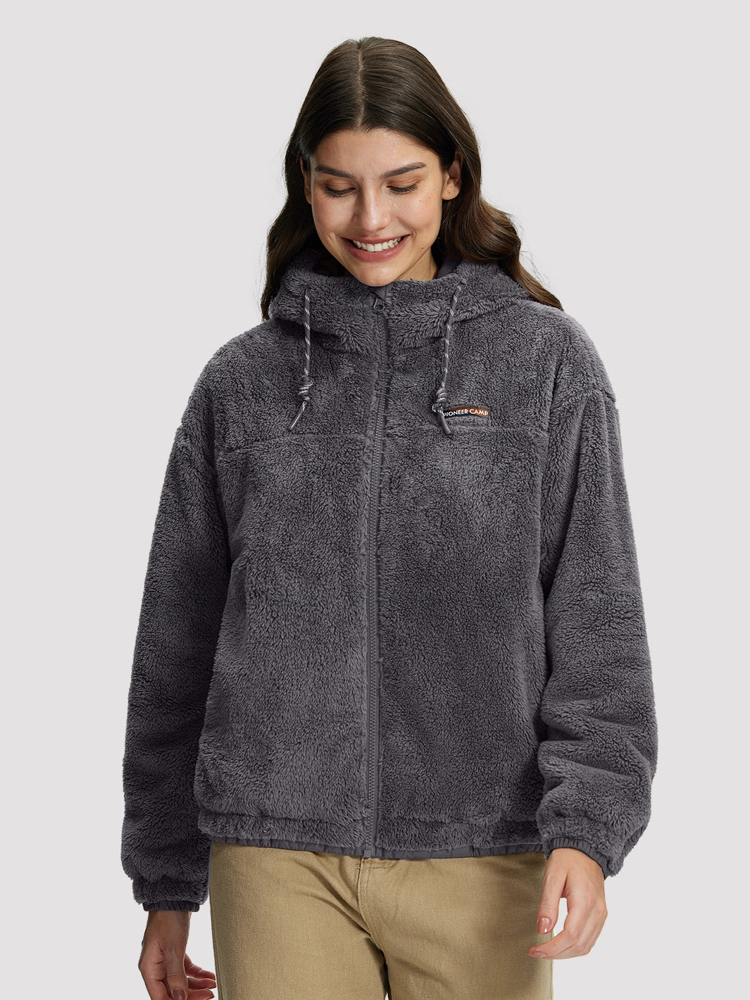 Women's Oversized Hooded Sherpa Fleece Jacket