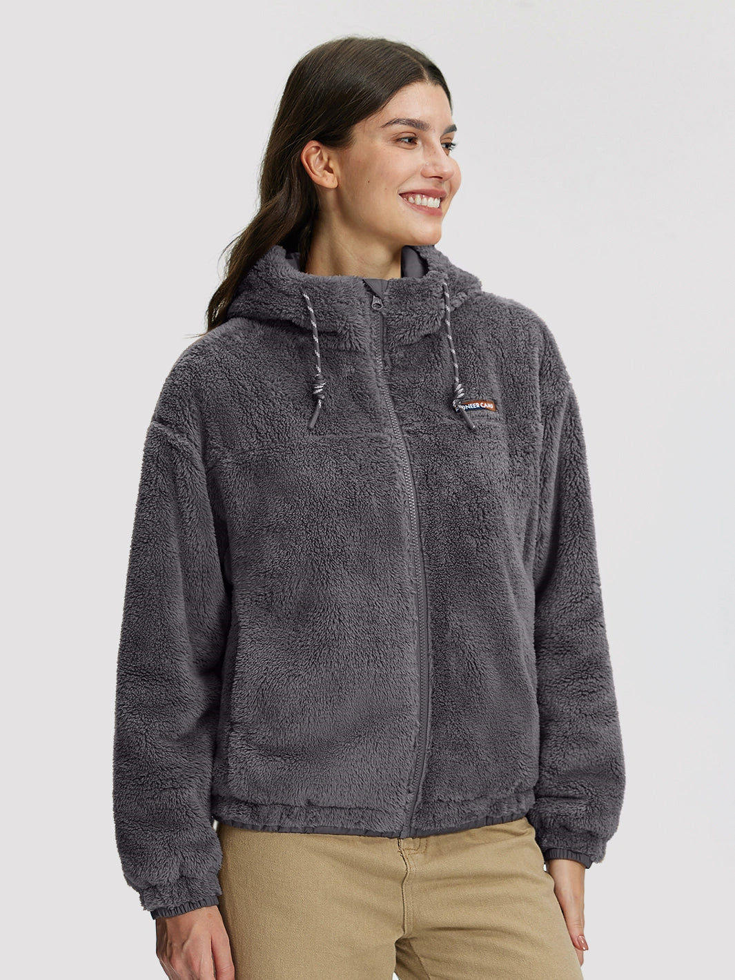 Women's Oversized Hooded Sherpa Fleece Jacket