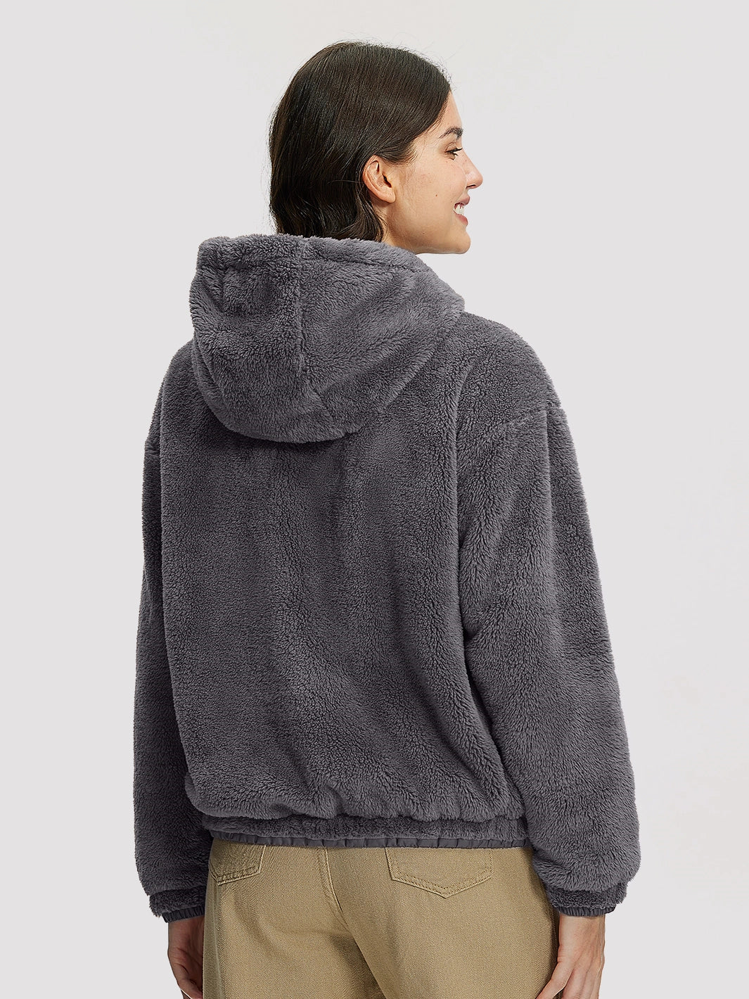Women's Oversized Hooded Sherpa Fleece Jacket