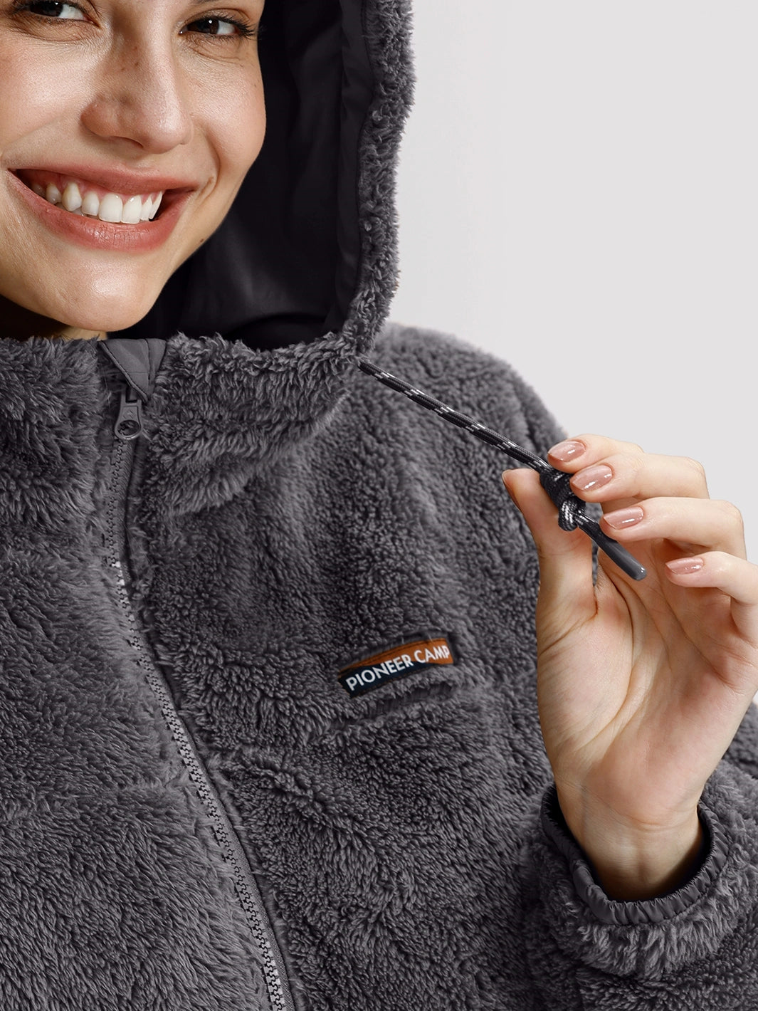 Women's Oversized Hooded Sherpa Fleece Jacket