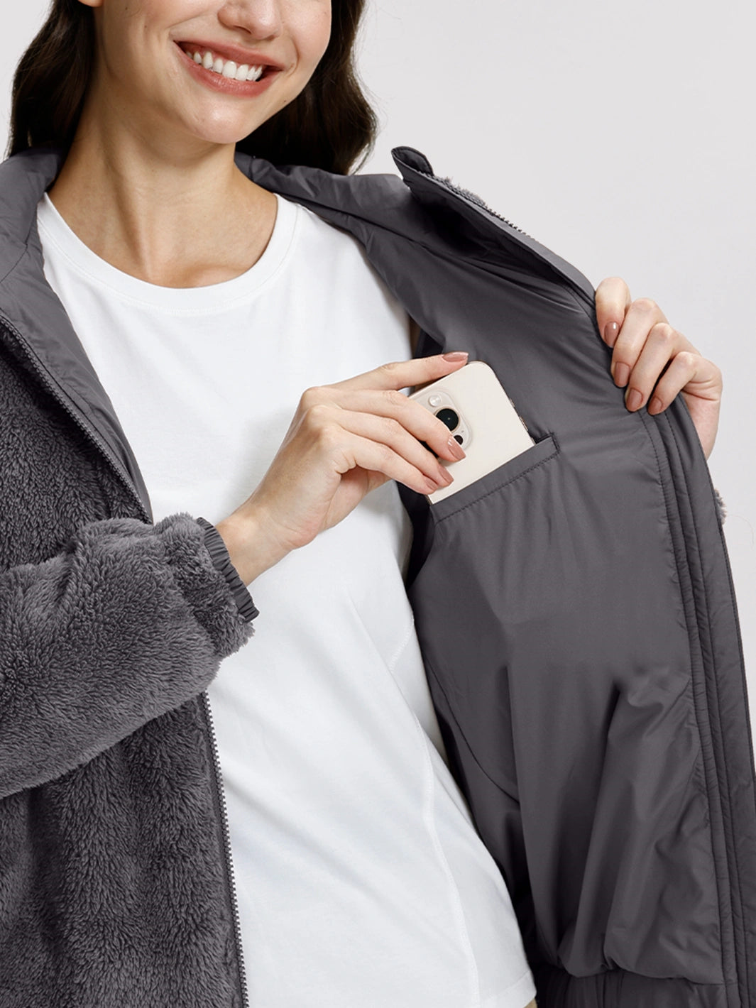 Women's Oversized Hooded Sherpa Fleece Jacket