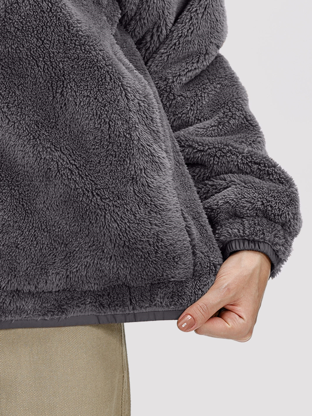 Women's Oversized Hooded Sherpa Fleece Jacket