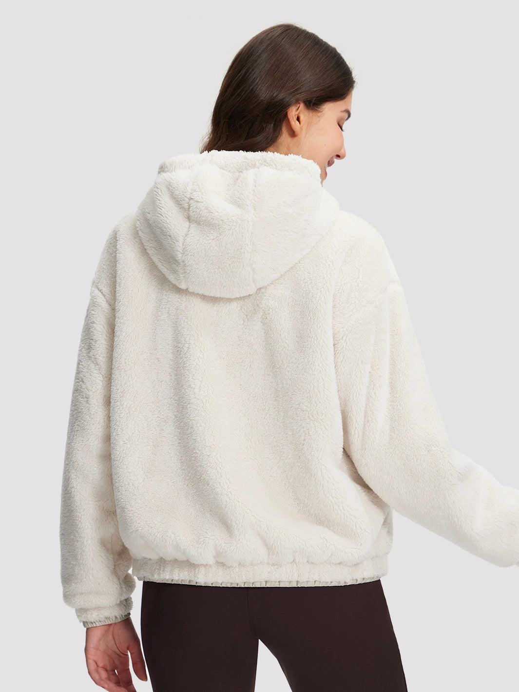 Women's Oversized Hooded Sherpa Fleece Jacket