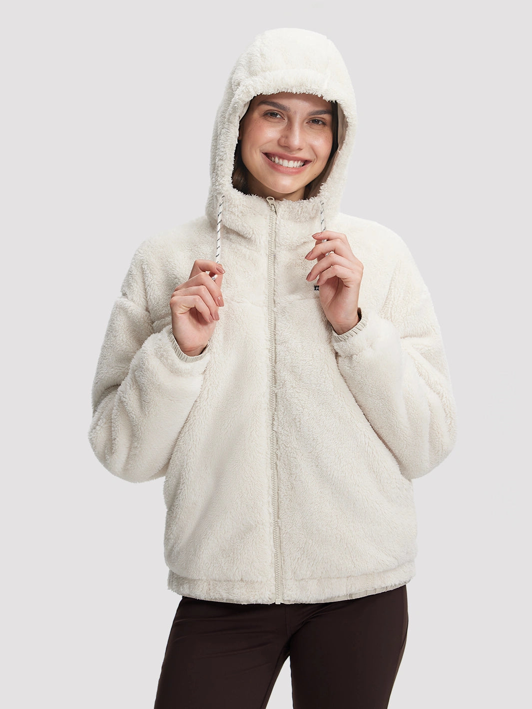 Women's Oversized Hooded Sherpa Fleece Jacket