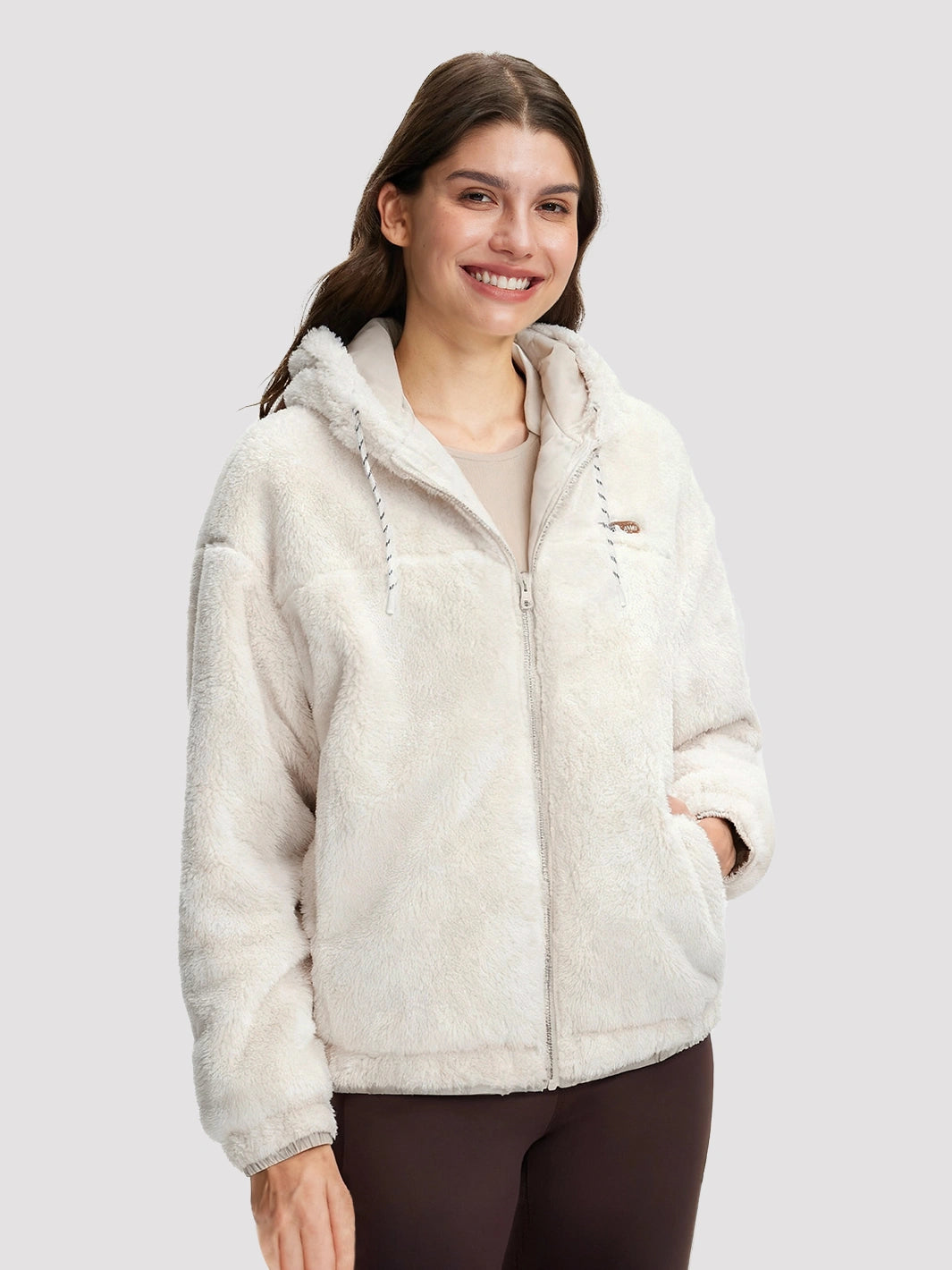 Women's Oversized Hooded Sherpa Fleece Jacket