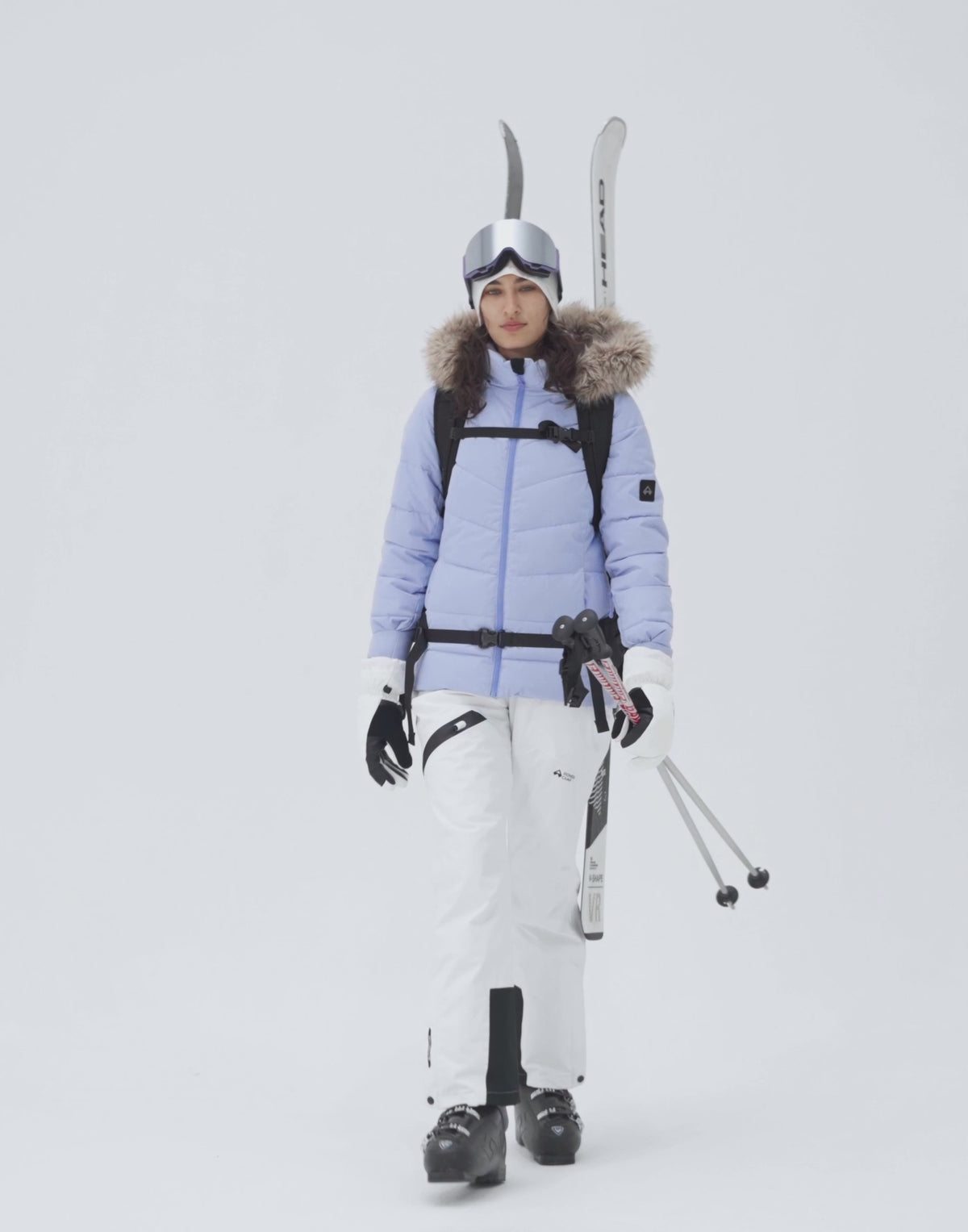Load video: Women's Slim-Fit Faux Fur Collar SORONA Insulated Ski Jacket