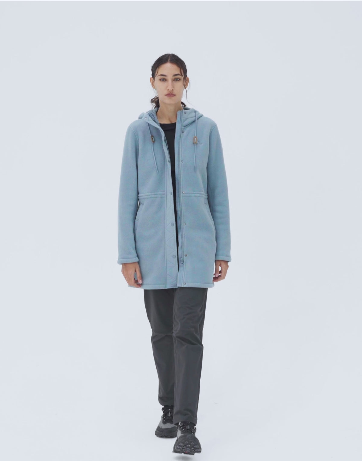 Video laden: Women's 400G Double-Faced Fleece Long Hooded Jacket