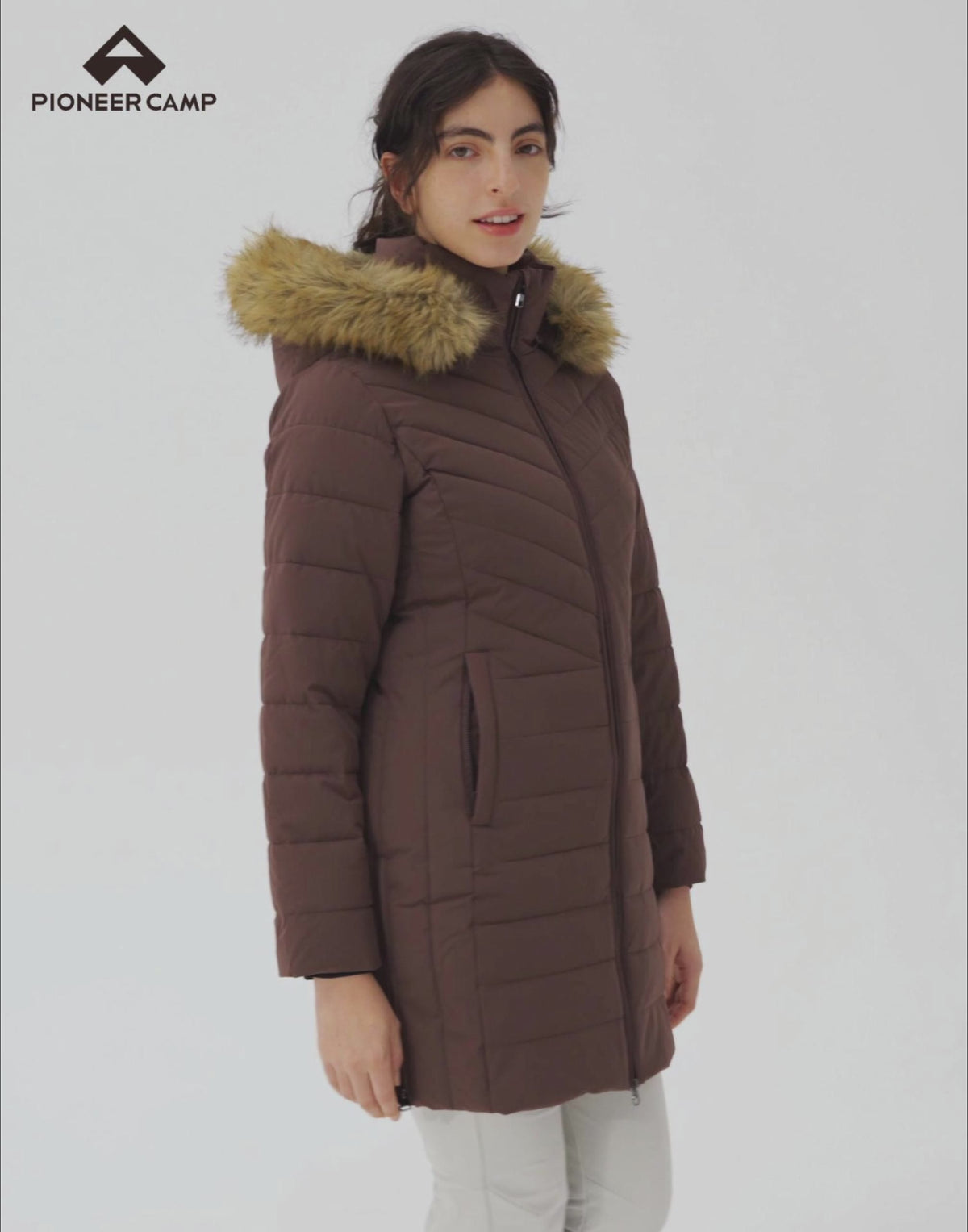 Load video: Women's Waterproof Long Puffer Coat