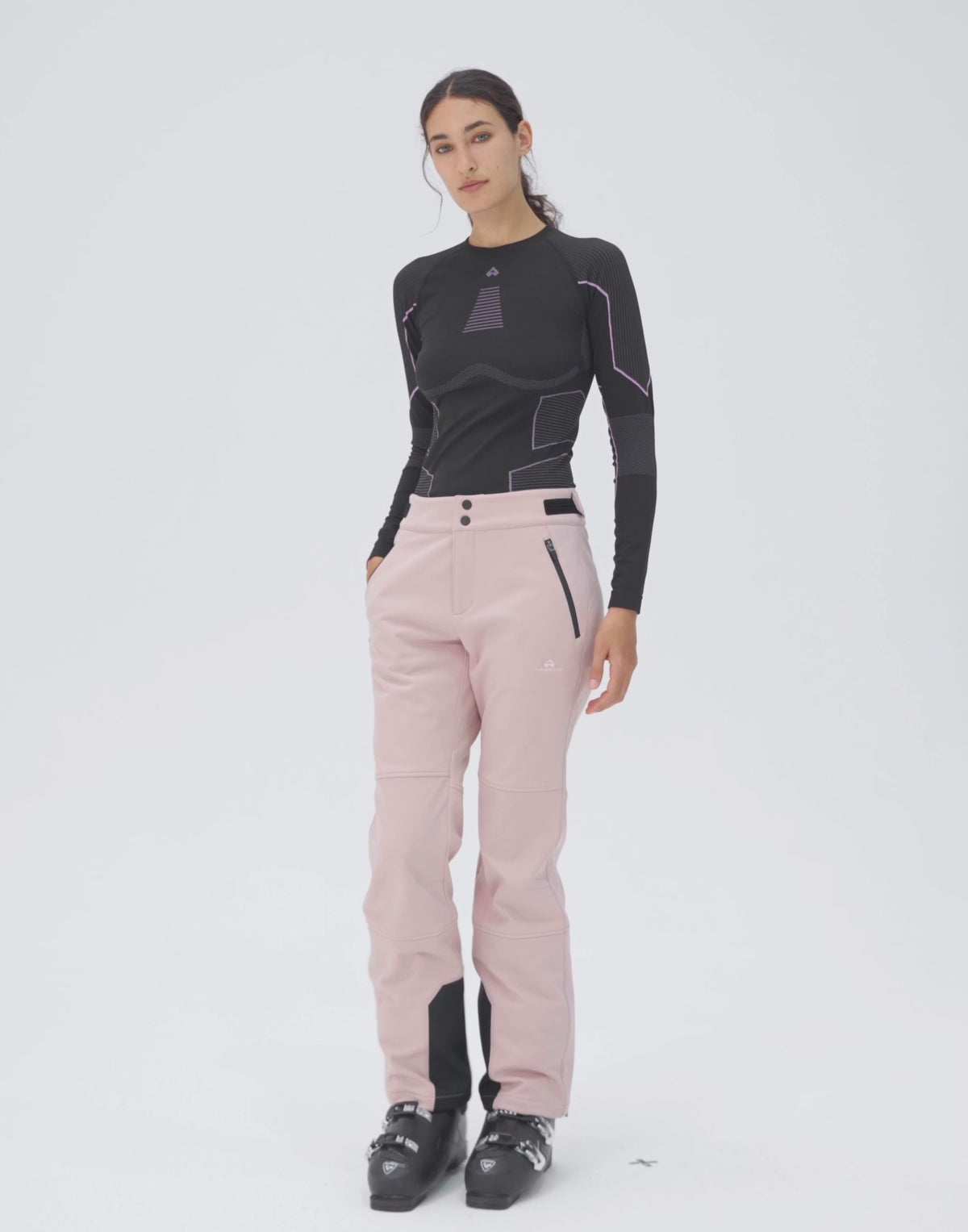 Cargar vídeo: Women's CORDURA 3-Layer Water-Resistant Softshell Flared Ski Pants